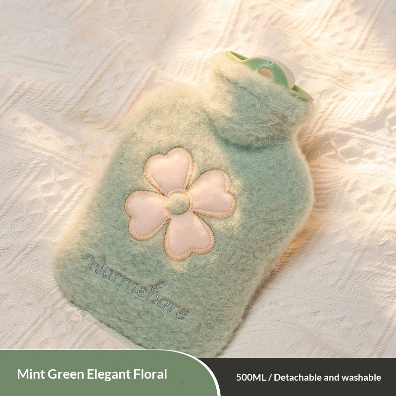 Bolsa de Agua Caliente con Funda de Felpa – Mint Green Hyun 500ML