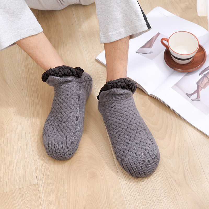Calcetines de Borreguito Antideslizantes – Flower Grey