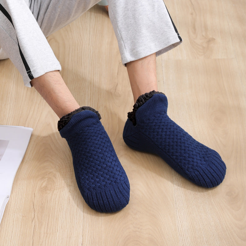 Calcetines de Borreguito Antideslizantes – Twisted flowers navy blue